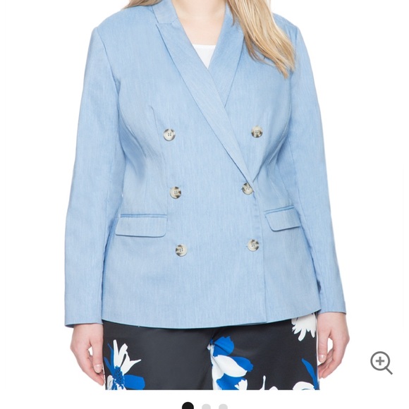 Eloquii Double Breast Denim Blazer - Picture 2 of 3